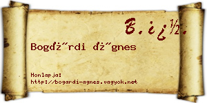 Bogárdi Ágnes névjegykártya
